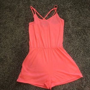 Neon Coral Romper